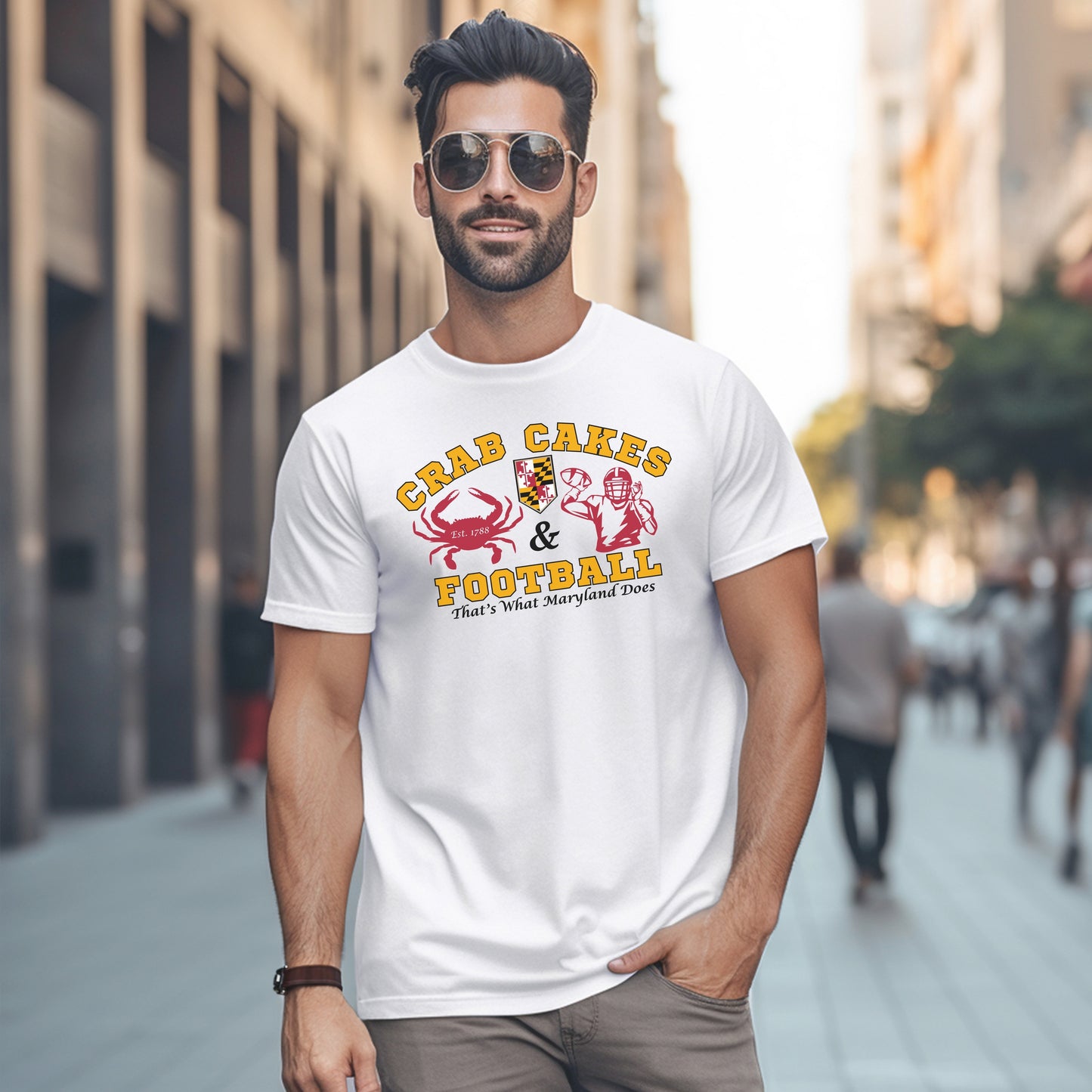 Crab Cakes & Football | Unisex Jersey Short Sleeve Tee